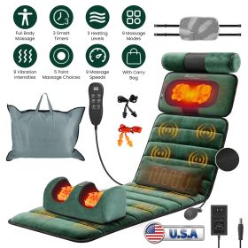 Advanced Version Full Body Electric Massage Mat Heating Vibration Massage Pad Cushion Back Massage Mattress Chair Pad with Neck Foot Massage Head