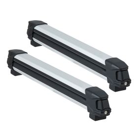 Ski & Snowboard Roof Rack, Carry up to 6 Pairs of Skis or 4 Snowboards, 2 PCS Aluminum Universal Car Roof Rack with Lock & Rubber Padding