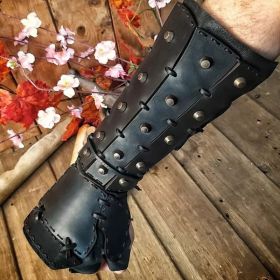 Rivet Lace-up Medieval New Retro Boxing Glove (Option: BLACK)