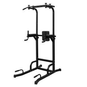 Power Tower Pull Up Bar Workout Dip Station For Strength Training, Suitable For Home Gym Fitness (Option: BLACK)
