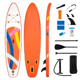 11' Wide Inflatable Stand Up Paddle Board with Backpack for All Skill Levels (Color: Orange)