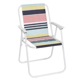 Folding Beach Chair, Lightweight Beach Chair with High Back, Portable Foldable Camping Chair Lawn Chair with Hard Armrest, Colorful Stripes (Quantity: 1pcs)
